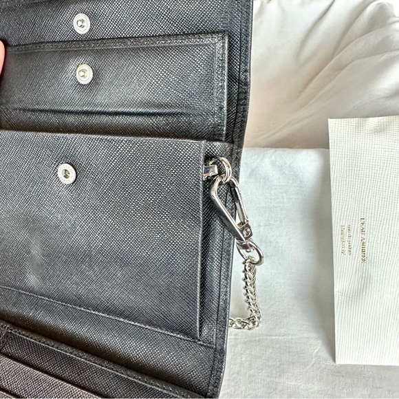 PRADA Black Saffiano Leather Compact wallet Crossbody - Picture 11 of 16